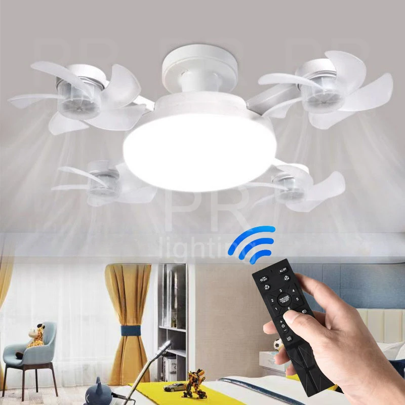 Lámpara de techo moderna y creativa con Motor CC de suelo bajo, 50-60W, con Control remoto, ventilador de techo silencioso Simple con luces LED, decoración del hogar