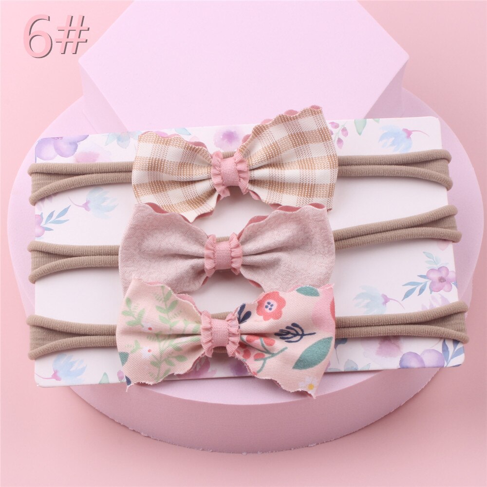 3 unids/set nuevos niños bebé niña arco elástico banda pelo bebé de un año de edad venda del bebé diadema para foto: 6