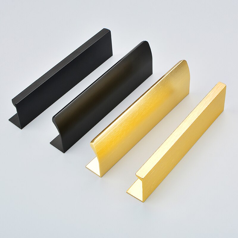 Maniglie per cassetti moderne con bordo a dito maniglie per cassetti per mobili armadio nascosto cassetto per cucina maniglie per comò manopole Hardware oro nero