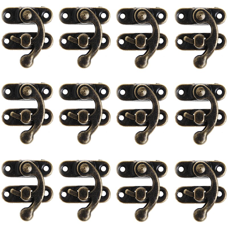 12X Antike Dekorative Schmuck Wein Holzkiste Haspe verriegeln Haken + Schrauben Heißer