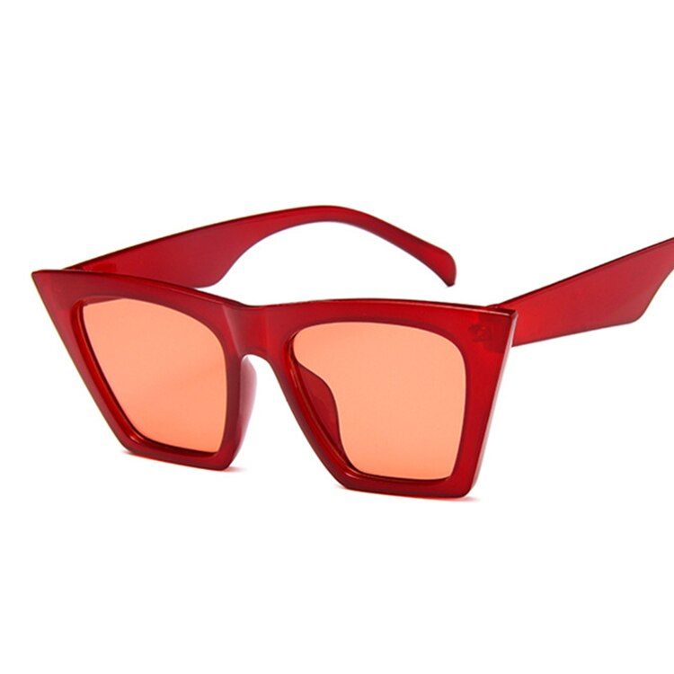 Retro sexet spejl solbriller damemærke luksus vintage cat eye sorte solbriller kvindelige damer  uv400 oculos: Rød