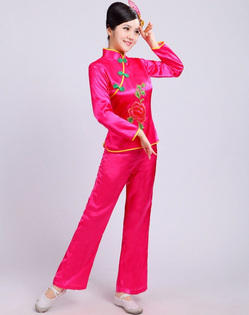 traditional national chinese folk dance costume for woman costumes costume yangko dress for hanfu women yangge woman clothing: XXL / Pink