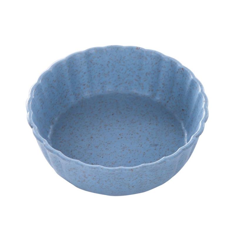 1PC multi-usages blé paille bol vinaigre assaisonnement solide soja plat Sauce sel Snack petite assiette cuisine fournitures: 08 Round Blue