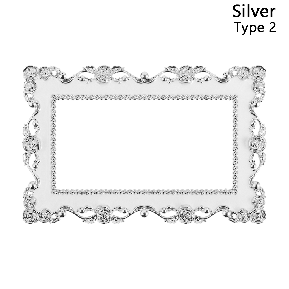 Rose Edge Light Switch Cover Gold Silver Resin Single and Double Surround Socket Frame Wall Sticker Switch Sticker: Silver-Double