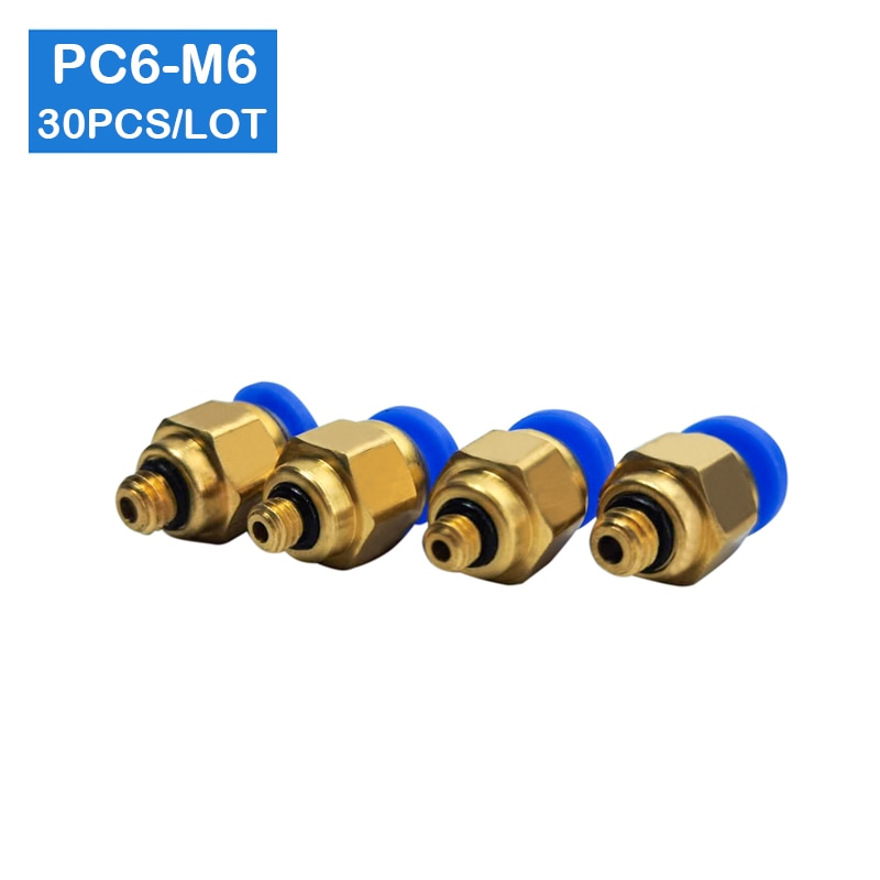 30pcs PC6-M6, 6mm To M6 Pneumatic Connectors Male Straight One-Touch Fittings