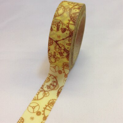 Beautirul 15mm*10m washi paper tape/Vintage clock and clock gear wheel masking japan washi tape