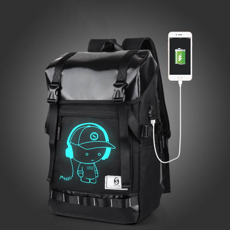 Laptop Rugzak Anti Diefstal Tas Mannen Usb Bagpack 14 Inch Notebook Reizen Bedrijf Rugzakken Man Waterdichte Outdoor Tassen XA642WB: Reflective music