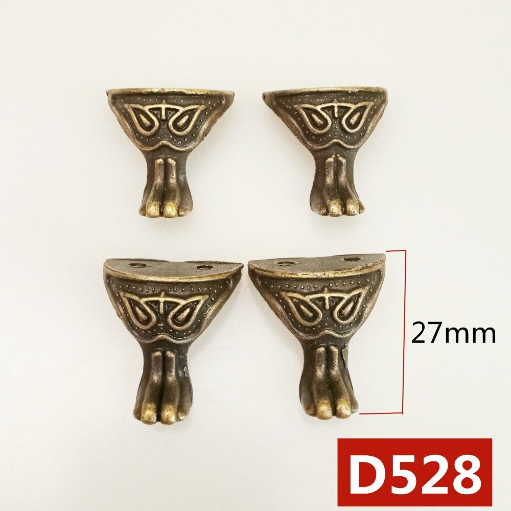 4 st antik fot mässing smycken trälåda dekorativa fötter ben hörnfäste skåpskydd för möbelbeslag 28 x 27mm