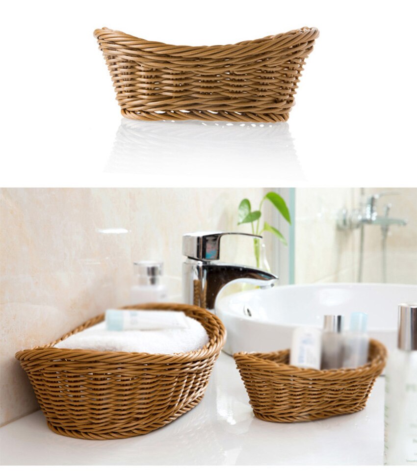 Plastic Wicker Storage Baskets Organizer Container Home and Bathroom Organization Baskets for Cosmetic, Toys, Breads, Tableware