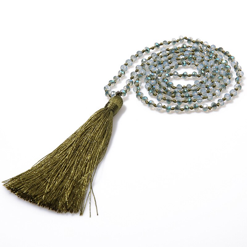 Boho Long Fringe Tassel Necklaces Women Glass Beads Crystal Statement Collar Bohemian Jewelry: 8