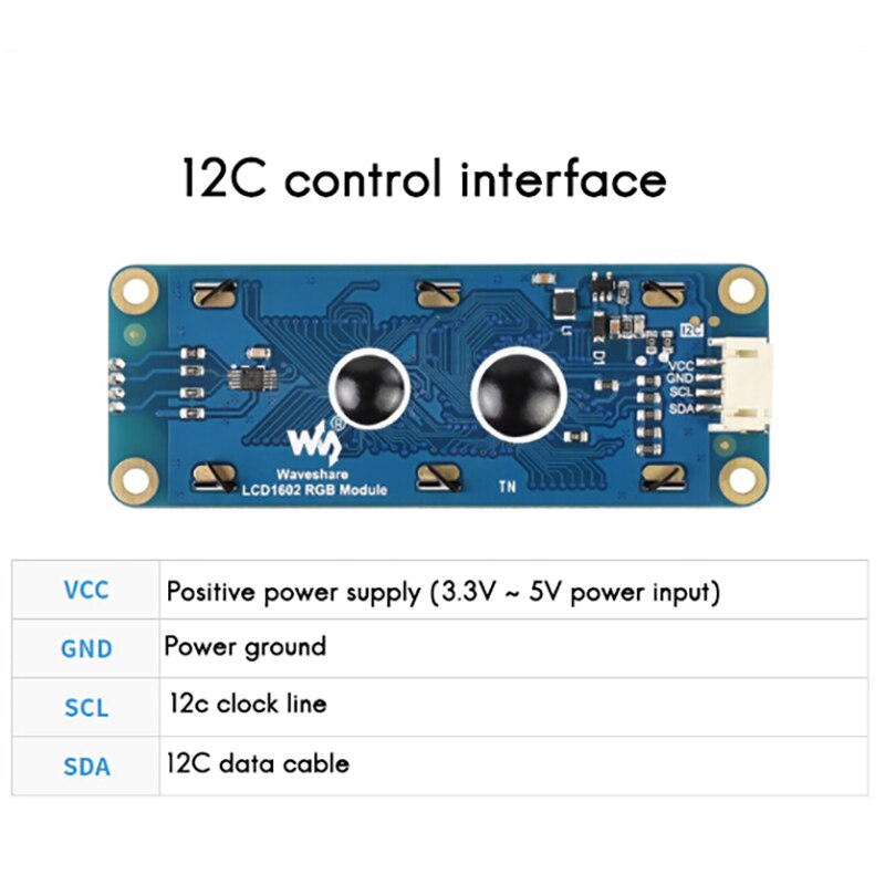 Waveshare LCD Display LCD1602 32 Characters 3.3V/5V Power Supply Color Backlit LCD Display for Raspberry Pi/ Pi Pico Etc