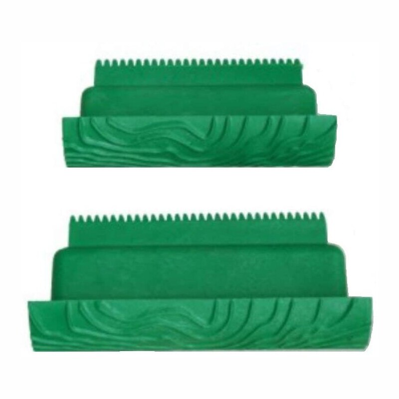 2Pcs M-Shape Wood Grain Decorating Tool Graining Rubber Painting,Green (MS8L)