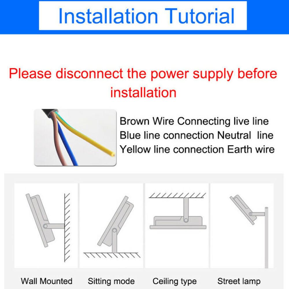 Lamp Flood Light 4800LM Aluminum+acrylic Street Park Tree Hotel Indoor