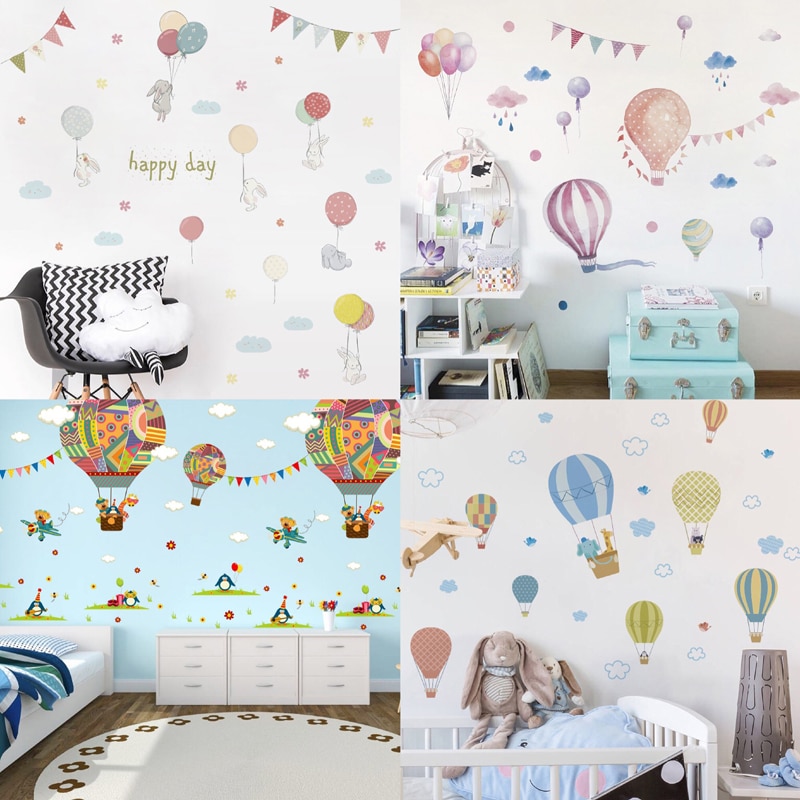 Baby färgglada ballonger dekoration för barn baby rum inredning pvc väggmålning väggdekaler barnkammare klistermärken hem tapet dekoration