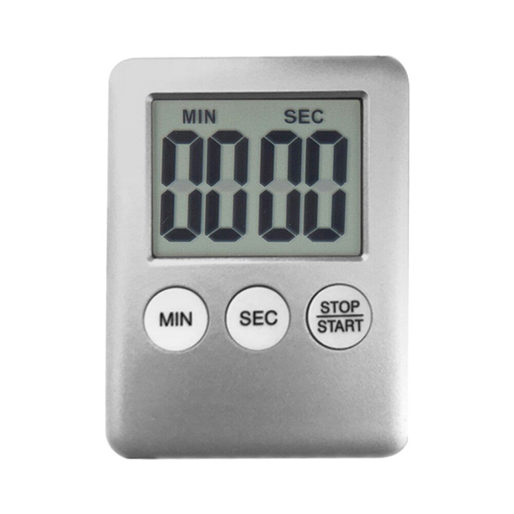 Mini LCD Digital Display Küche Timer Kochen Countdown Wecker Stoppuhr Professionelle Handheld LCD Chronograph: Silber
