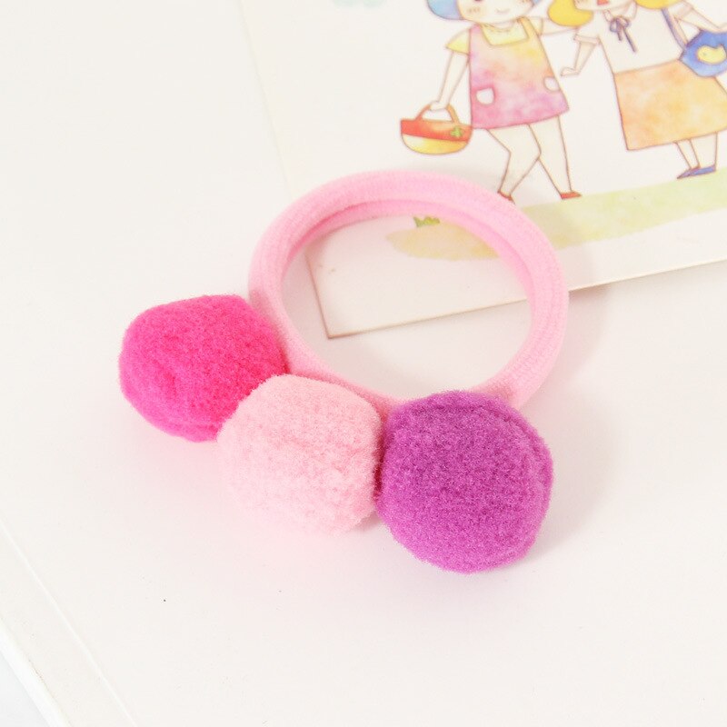 5 teile/los freundlicher Haar Zubehör Baby freundlicher Haar Ring Haar Seile Nette Pompon Elastische Haar Band Mädchen SchöNe Ball Gummi Band: 3