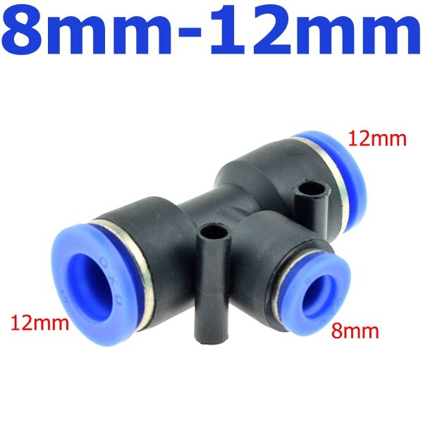 3 weg T förmigen T Pneumatische 10mm 8mm 12mm 6mm 4mm 16mm OD Schlauch rohr drücken in Luft Gas passend zu schnell Beschläge Stecker Adapter: 8mm-12mm