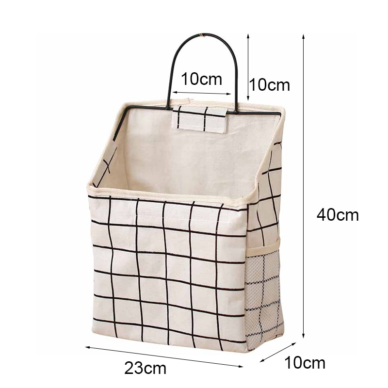 ONEUP Wall Hanging Storage Bags Cotton Linen Door Waterproof Bedroom Wall Hanging Home Office Books Sundries Organizer Bag