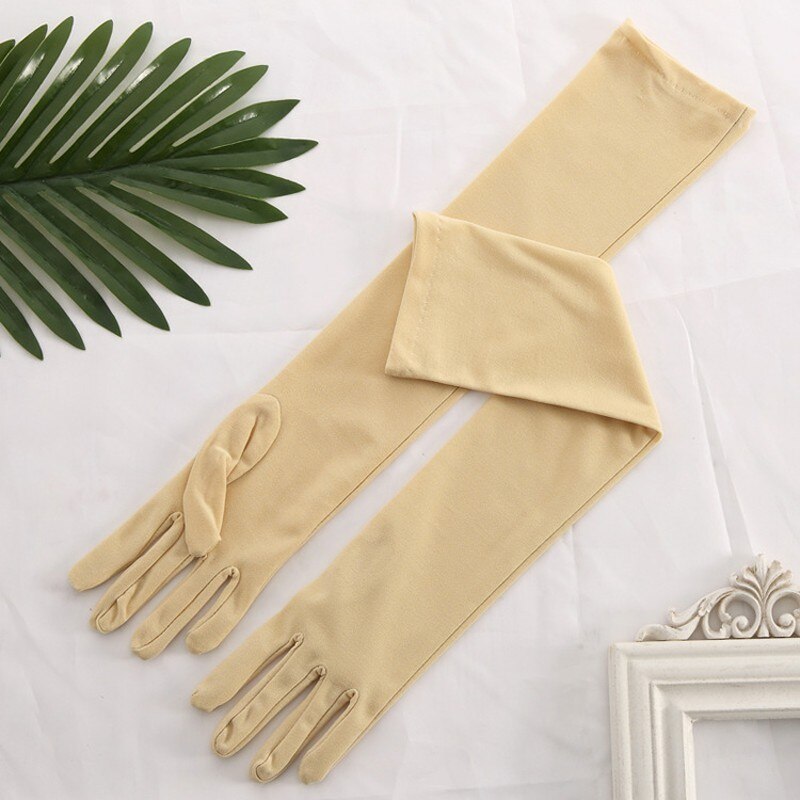 Zwart Goedkope Spandex Bruid Handschoenen van Bruiloft Accessoires Lange Gants Mariage Prom Party Paars Handschoenen S204: Champagne