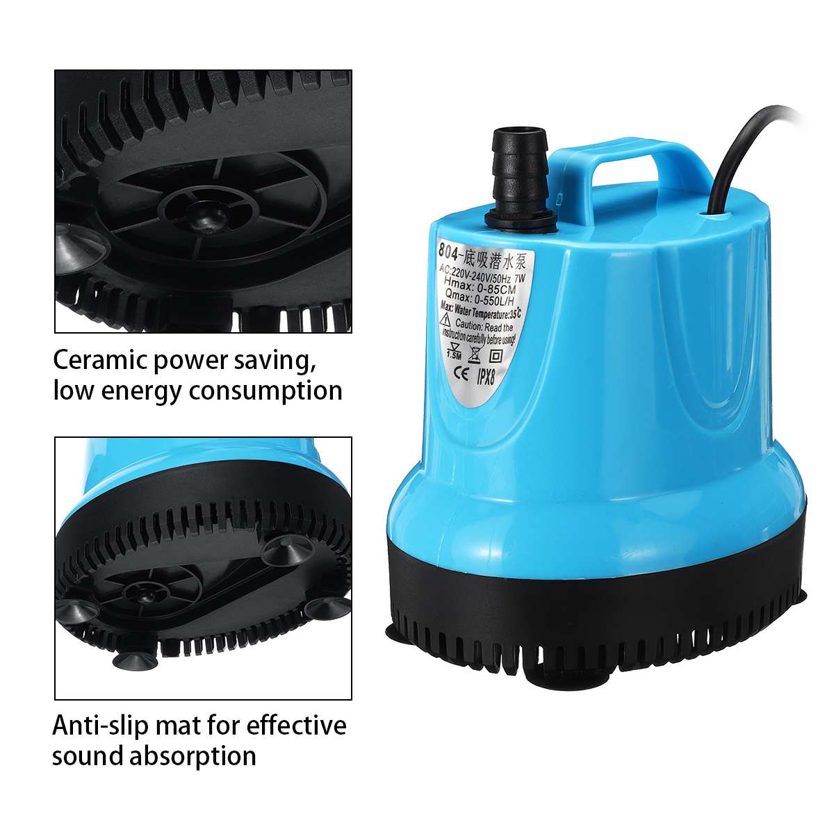 7/15/20/55W Submersible Water Pumps Fish Tank Aquarium Pond Fountain Spout Feature Pump 550-4500L/H Temperature Control