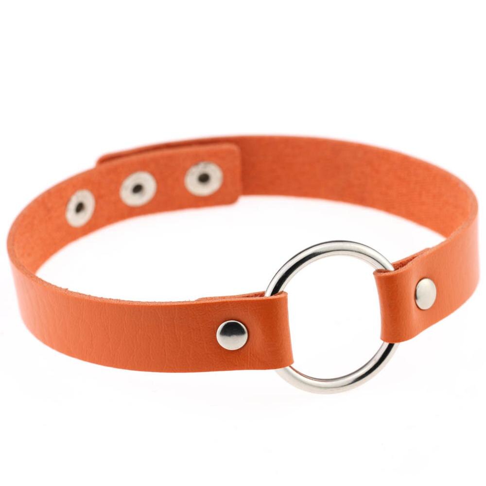 Joyería más nueva de para mujer, gargantilla gótica Punk con remaches, collar artesanal de cuero de PU, collar de Anime Harajuku Grunge Funky Torques: Orange