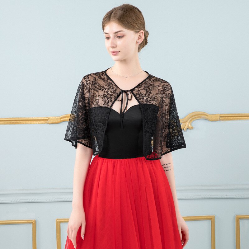 Veste de mariée élégante en dentelle, boléro, à la , châle, Cape de mariée, collection été: Black