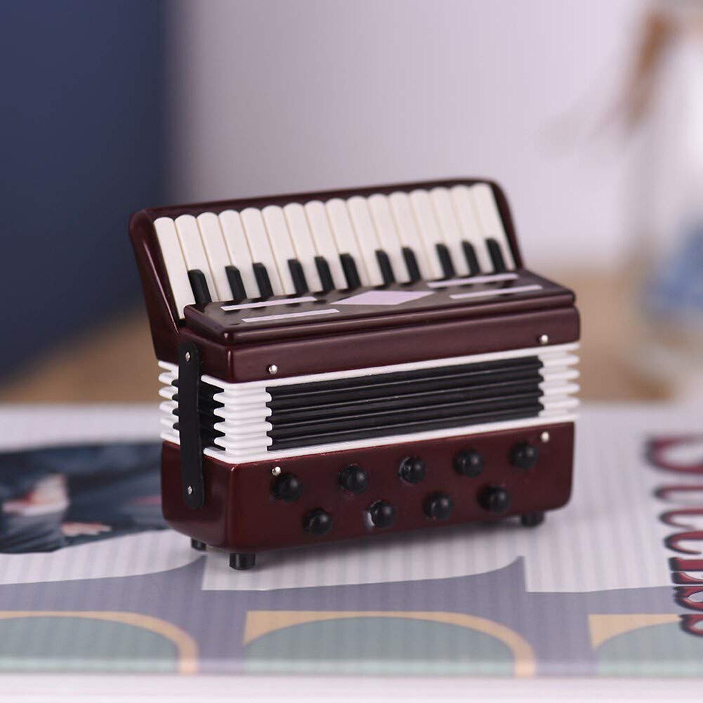 Mini Accordion Model Exquisite Desktop Music Instrument Decoration Ornaments Music With Storage Case Accordion