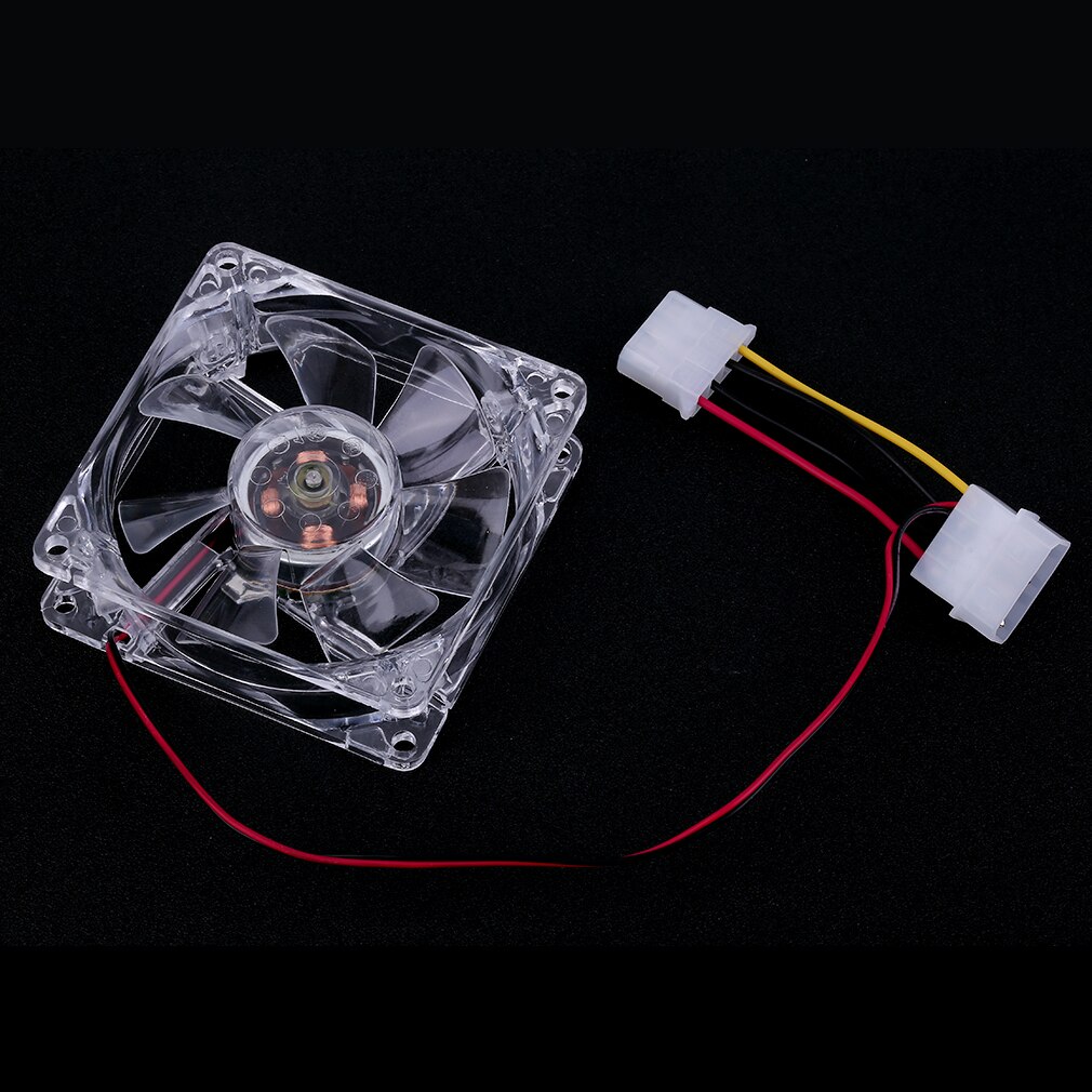 12V 0.20A 80 x 80 x 25 mm Computer fan 4 LED Silent PC Computer Case Cooler Cooling Fan Mod blue and colorful light: 80x80x25mmTrasparent