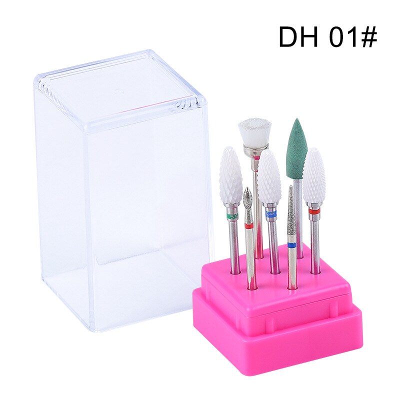 Juego de brocas para uñas, juego de brocas de cerámica con diamantes de 2,35mm para máquina de manicura, juego de brocas de cerámica para uñas, 7 Uds.: DH01