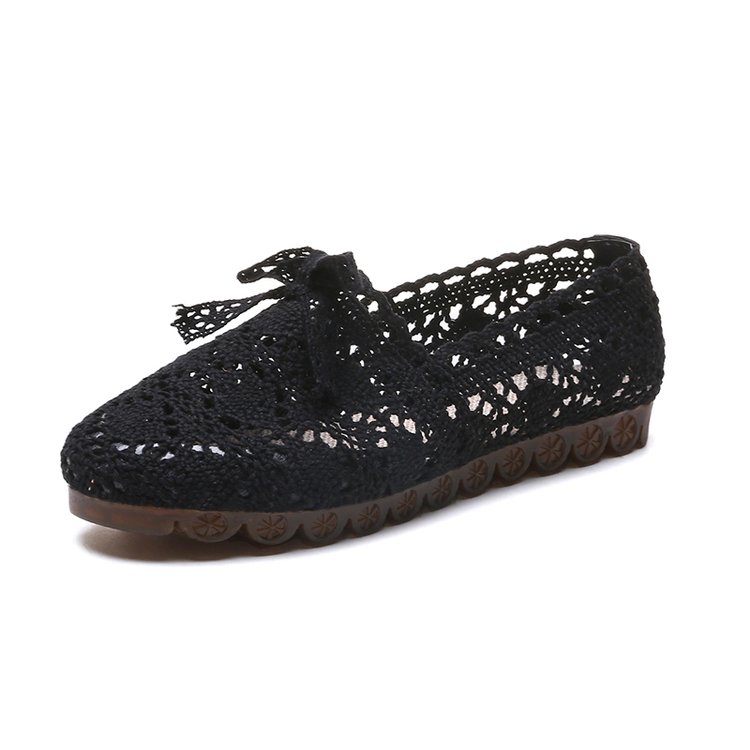Brand Ksyoocur Ladies Flat Shoes Casual Women Shoes Comfortable Round Toe Flat Shoes Spring/summer Women Shoes X01: Black / 4