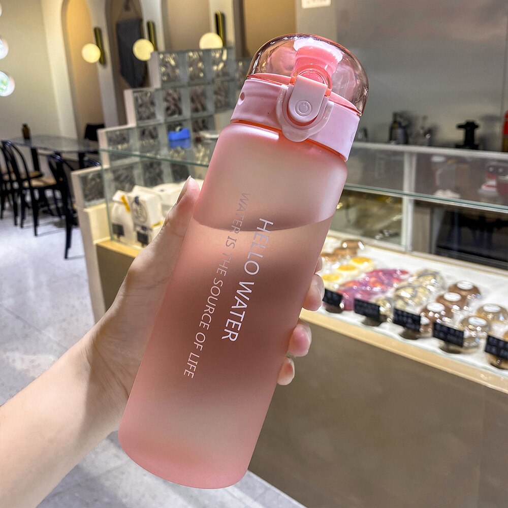 Botella de agua de plástico de 780ml para beber, vaso portátil deportivo para té y café, herramientas de cocina para niños, transparente para la escuela: frosted-pink