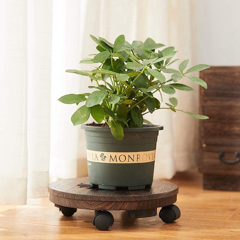 Plant Carts, Heavy-Duty Rolling Movable Flower Pot Holders with Swivel Castors, Round Plant Holders with Wheels