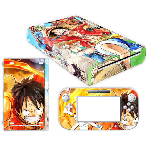 Anime One Piece Luffy Skin Sticker for Nintendo Wii U Console Cover with Remotes Controller Skins For Nintend wii u sticker: YS-WIIU-0076