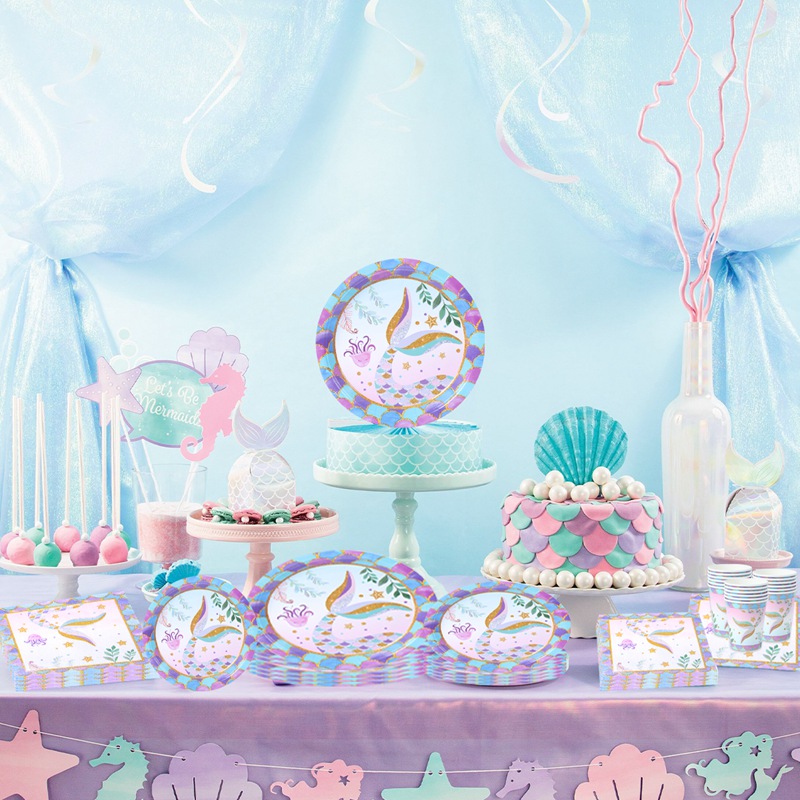 Nappe de table petite sirène, décoration de fête d'anniversaire, 1er anniversaire pour fille sous la mer, fournitures de fête pour réception pour bébé