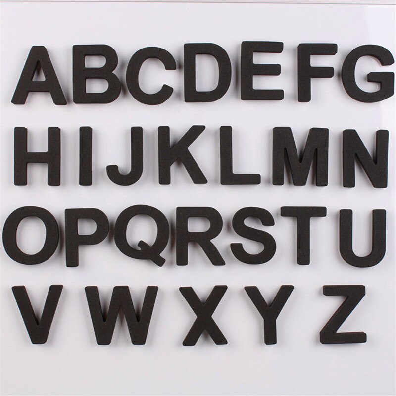 180PC Srefrigerator Magnets Souvenir Letter, Symbol DIY Wall Decoration Foam Black and White Letters Home Decoration Accessories: 26pcs