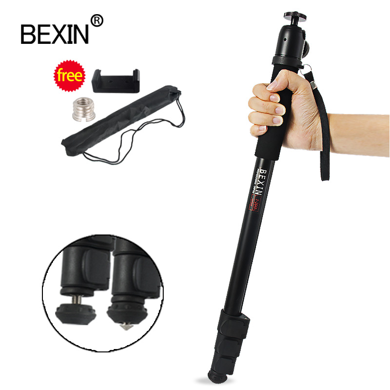 BEXIN portable lightweight 47cm monopod aluminum camera stand P-264 witn phone clip for dslr camera Video
