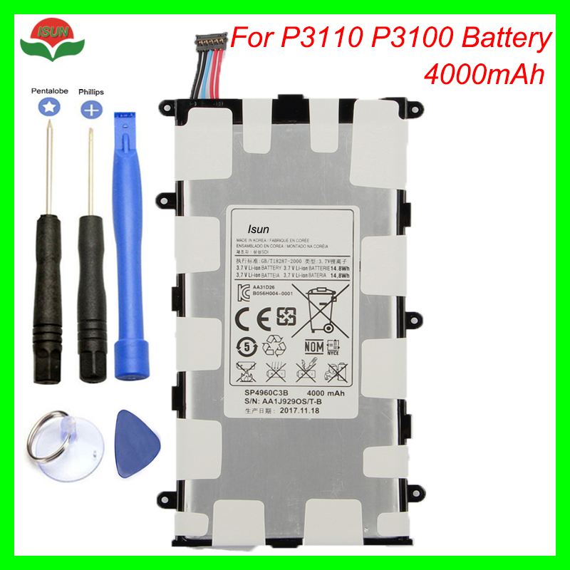 Originele 4000mAh SP4960C3B Batterij voor Samsung Galaxy Tab 2 7.0 GT-P3110 GT-P3113 P3100 P3110 P6200 P3113 met tool