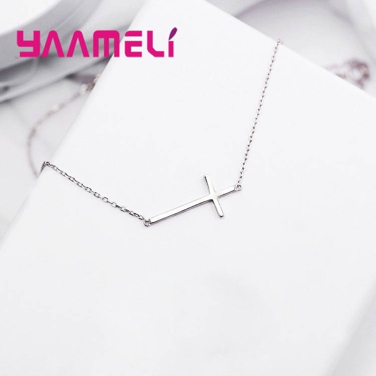 Women Necklace 925 Sterling Silver Sports Casual Style Chain Necklace Cross Chain Popular Jewelry