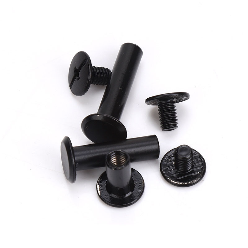 10pcs Matte Black Metal Binding Chicago Screws Studs Rivets Slotted Belt Screw for Photo Album Desk Menu Wallet Fasteners