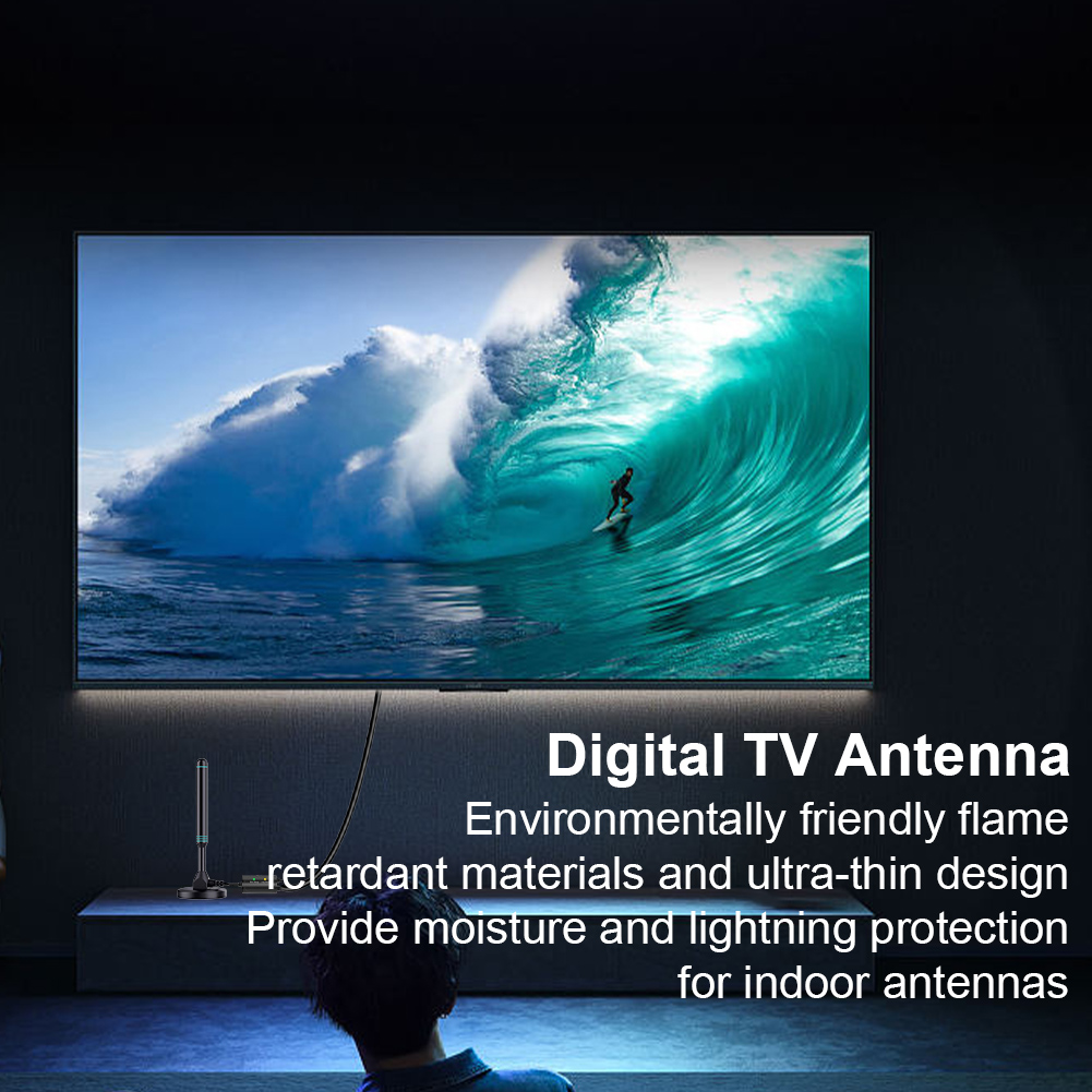 4K/1080P HD Digital TV Antenna with Signal Amplifier 480+ Miles Indoor Outdoor Antenna Magnetic Base VHF UHF Digital HD Aerial