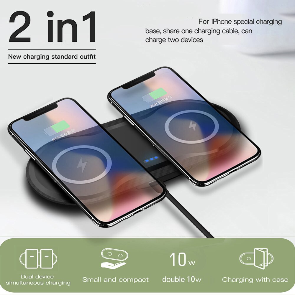 FDGAO 20W Veloce Qi Caricabatterie Senza Fili per Samsung S10 S20 doppio 10W Seggiolino Presto Stazione di Ricarica per iPhone 11 pro XR XS Airpods pro