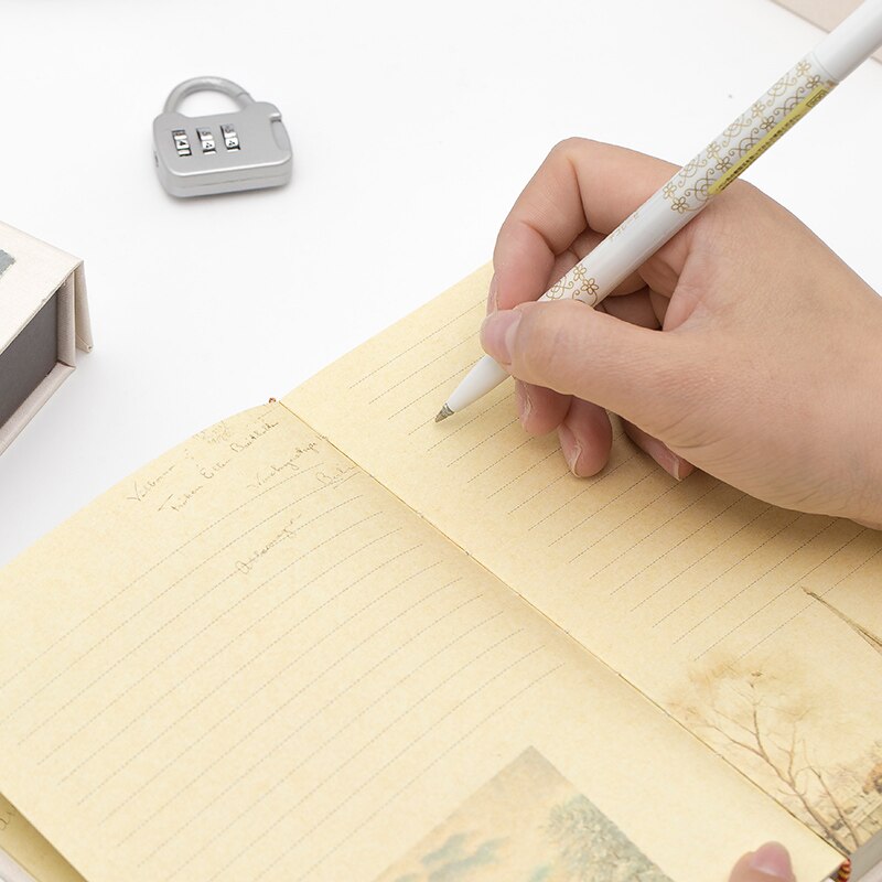 Password Retro A5 Notebook With Lock Writing Pads Lockable Notepad Binder Diary Student