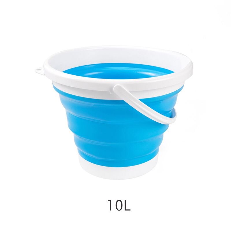 10L/5L/3L Portable Foldable Bucket Collapsible Silicone Bucket Lid Car Washing Pail Outdoor Car Water Storage Tank: Blue 10L