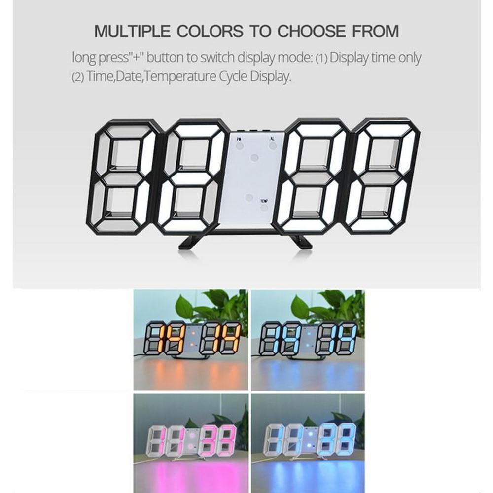 3D Digital LED Clock Alarm Watch USB Charge Electronic Digital Clocks Wall Horloge Home Decoration Office Table Desk Clock