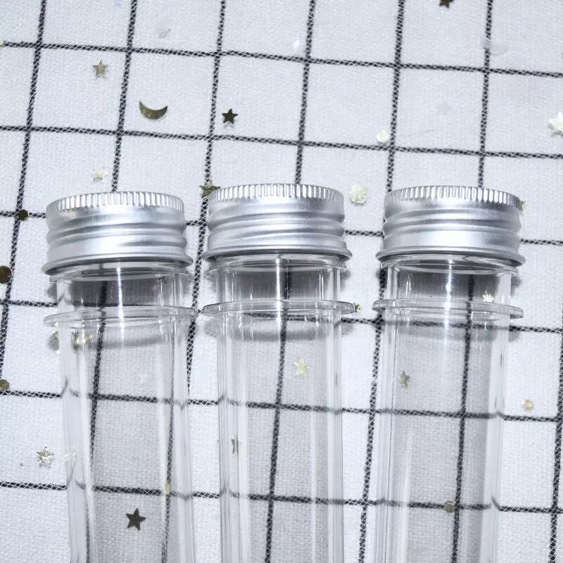 5pcs 100ml plastic Test Tube With Screw Cap Candy capsule PET Bottle Aluminum Cap Packing Tube With Pressure Sensitive Seal Jars