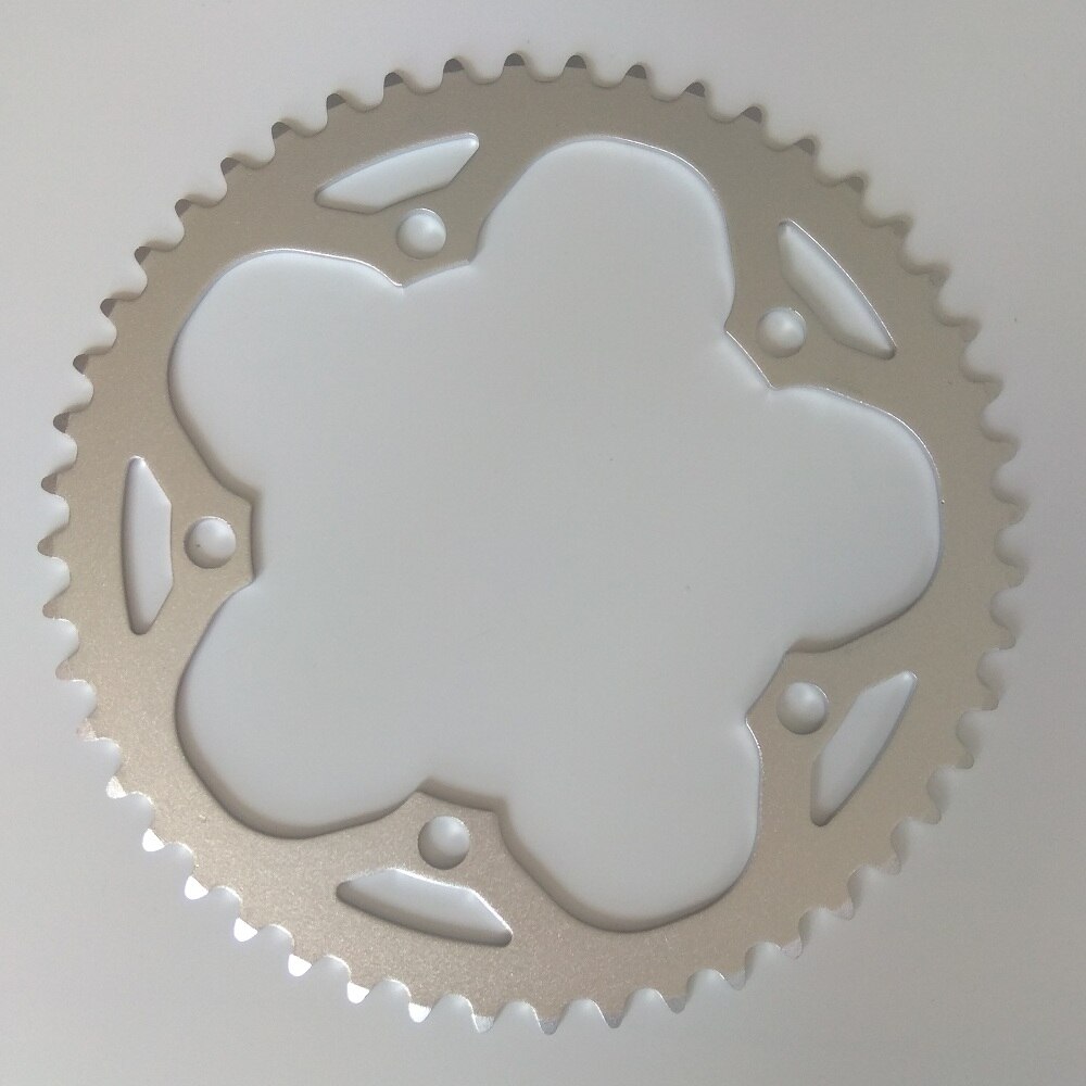 Vägcyklar kedjedrev 130 bcd 38t 39t 40t 42t 44t 46t 48t 50t 52t 53t 56t fällbara cykel kedjehjul cnc silverfärgade ringar: 130 bcd 48t