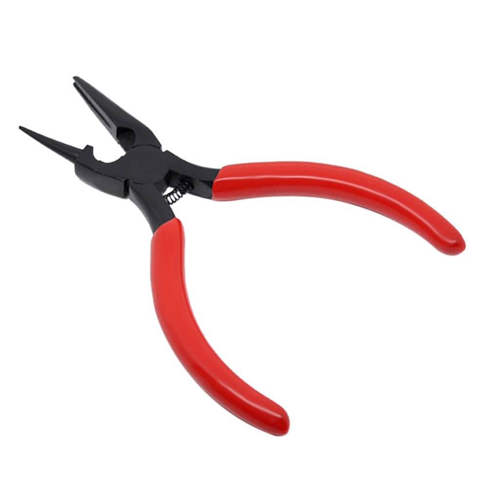 8Seasons Round Nose and Concave Pliers Beading Jewelry Tool for DIY Jewelry Making Red Rubber Stainless Steel Accessories,1PC