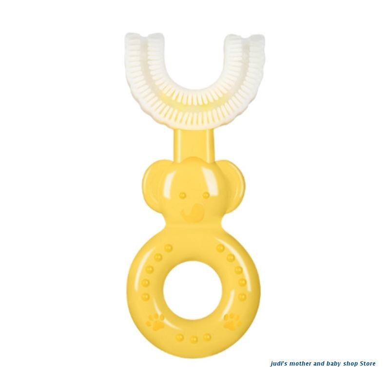67JC Kids U-Vormige Tandenborstel Food Grade Zachte Siliconen Borstel Hoofd, 360 ° Orale Tanden Reinigen Voor Peuters En Kinderen: Yellow