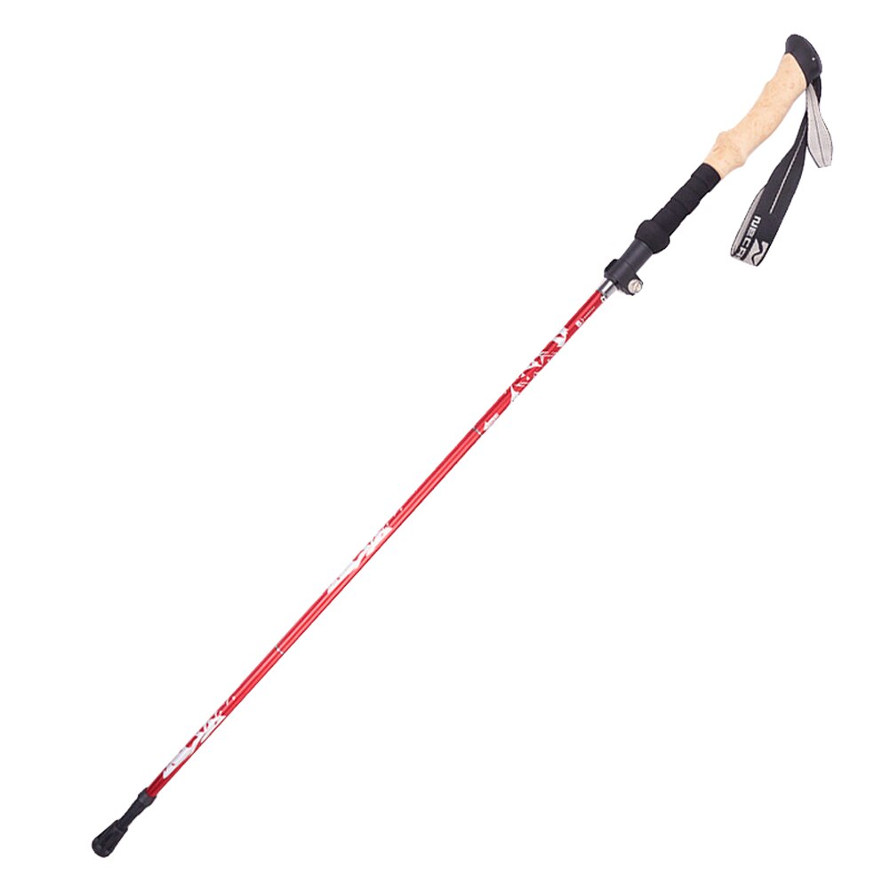 5-Section Outdoor Fold Trekking Poles Camping Walking Stick Portable Walking Hiking Stick Retractable Walking Cane Hiking: Red
