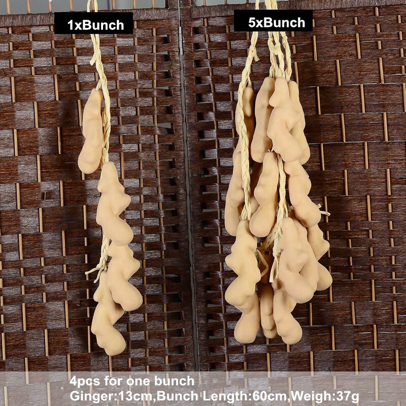 Cuerda de frutas artificiales, cuerdas de vegetales falsos para colgar, espuma de plástico para casa, cocina, decoración de granja, adorno colgante en la pared 1 cuerda: Ginger